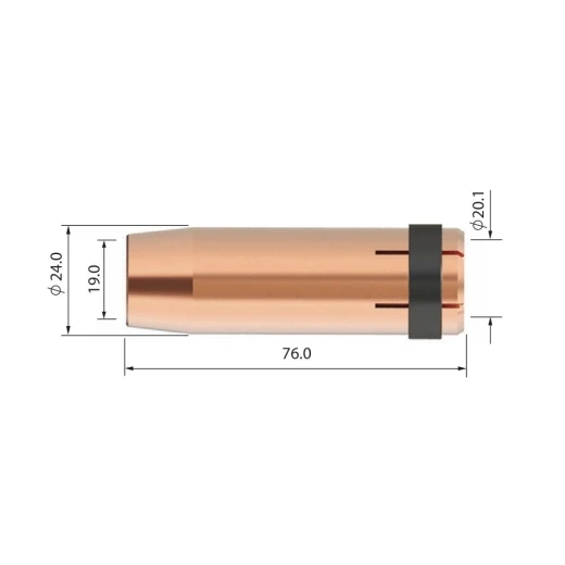 Сопло газовое Parker цилиндрическое медное 19 мм для горелок SGB 380A / 401W / 501W / 555W / SB 501W Auto (MIG/MAG)