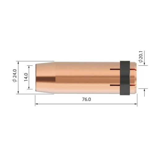 Сопло газовое Parker сильно коническое медное 14 мм для горелок SGB 380A / 401W / 501W / 555W / SB 501W Auto (MIG/MAG)