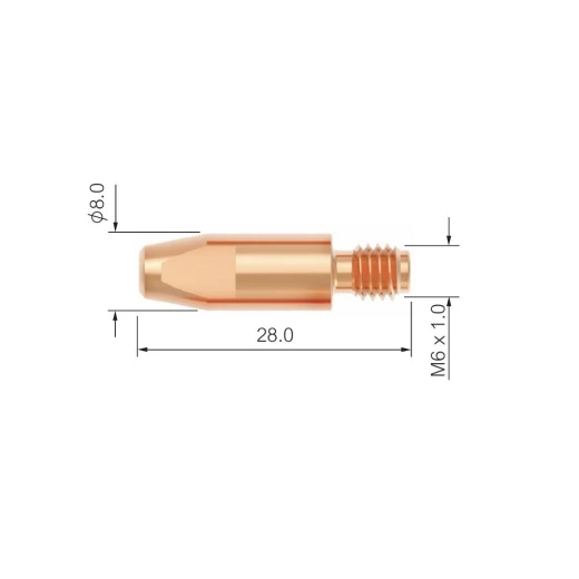 Контактный наконечник Parker М6 1,2 L28,0 ECu для AL проволоки для MIG/MAG сварки