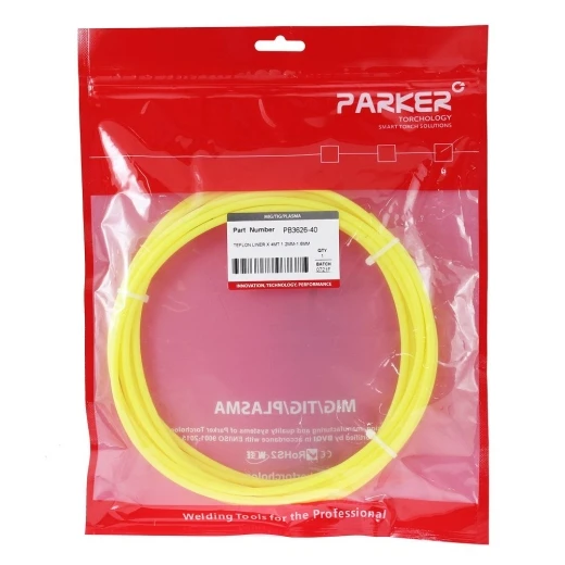 Направляющий канал Parker 1,2-1,6 мм 4 метра (тефлоновый канал с латунным ниппелем в жёлтой оплётке) для MIG/MAG сварки