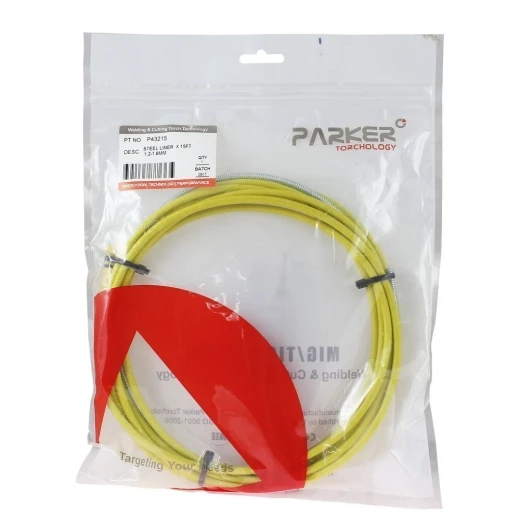 Направляющий канал Parker 1,2-1,6 мм 4 метра (стальная спираль с латунным ниппелем в жёлтой оплётке) для MIG/MAG сварки