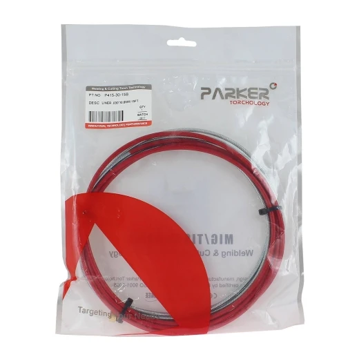 Направляющий канал Parker 0,8 мм 4 метра (стальная спираль с латунным ниппелем в красной оплётке) для MIG/MAG сварки